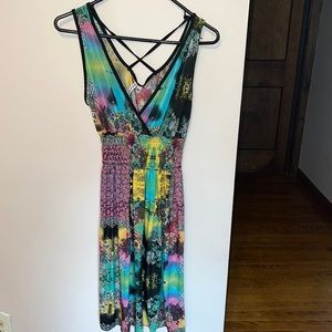 Basix Casual Sleeveless Colorful Dress SZ M
